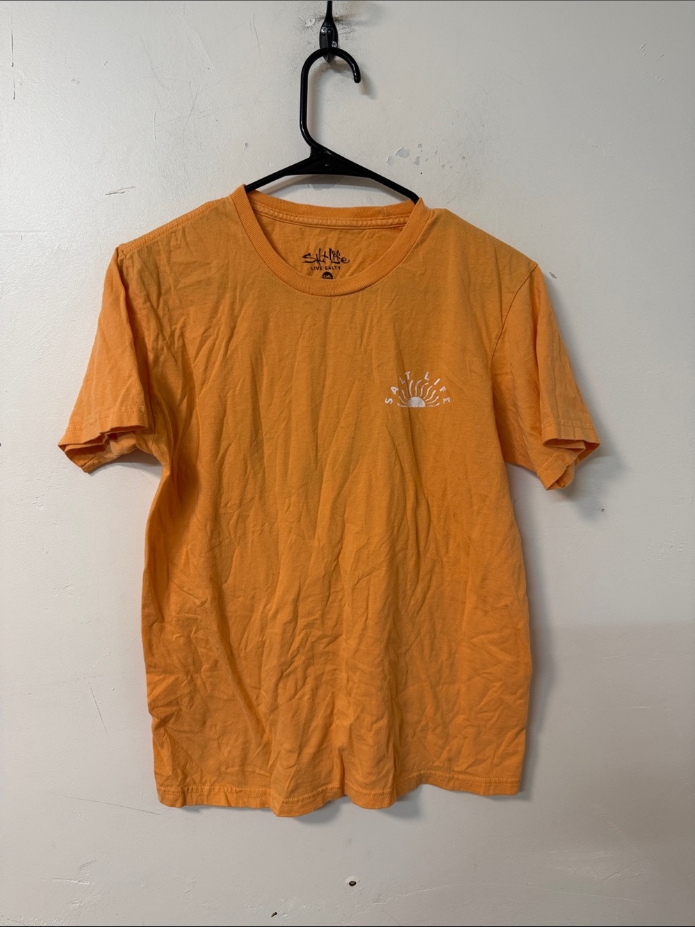 Salt Life Orange Crewneck Tee with Small Sunrise Logo